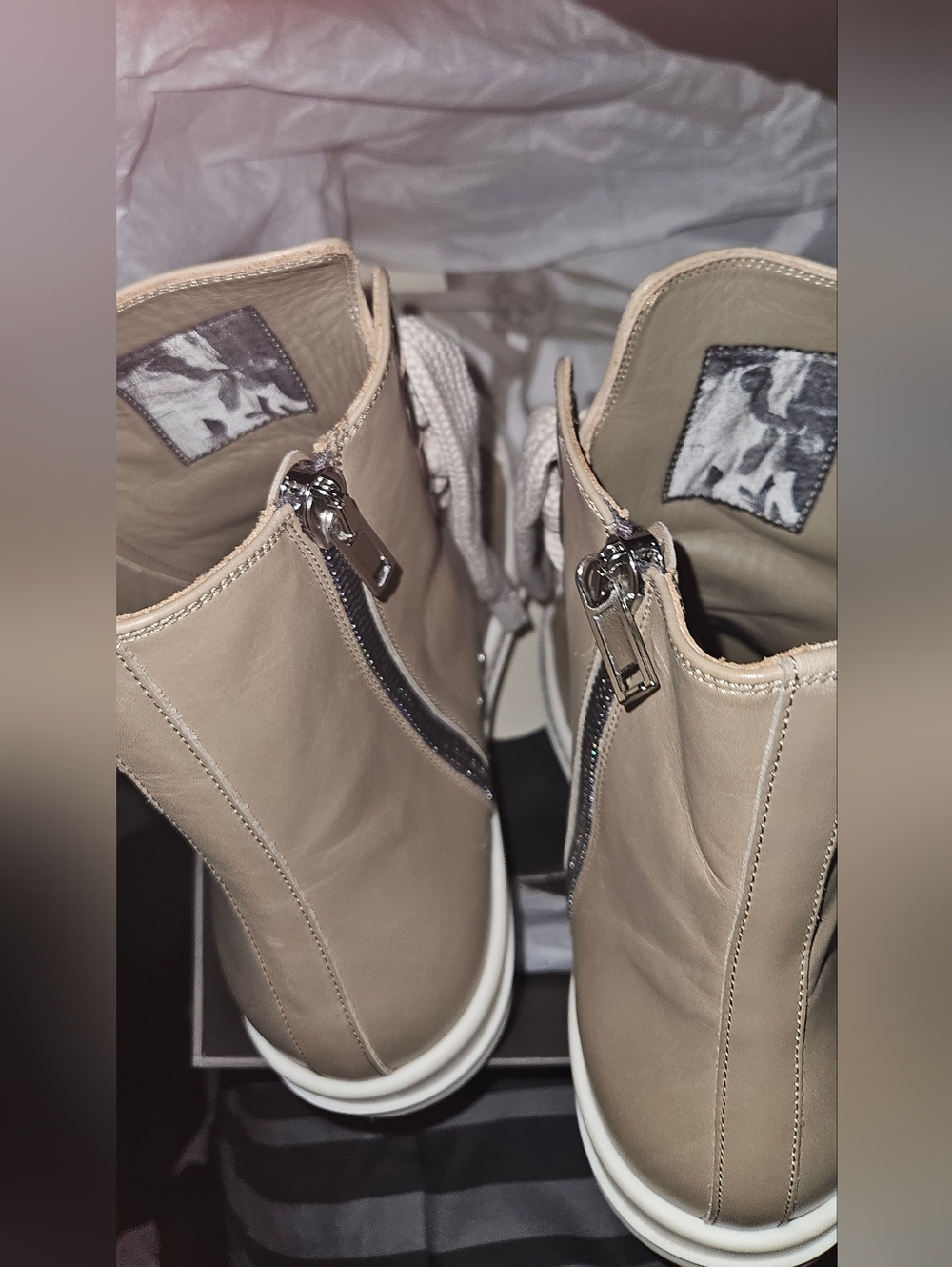 Rick Owens Leather Sneakers Jumbo Lace